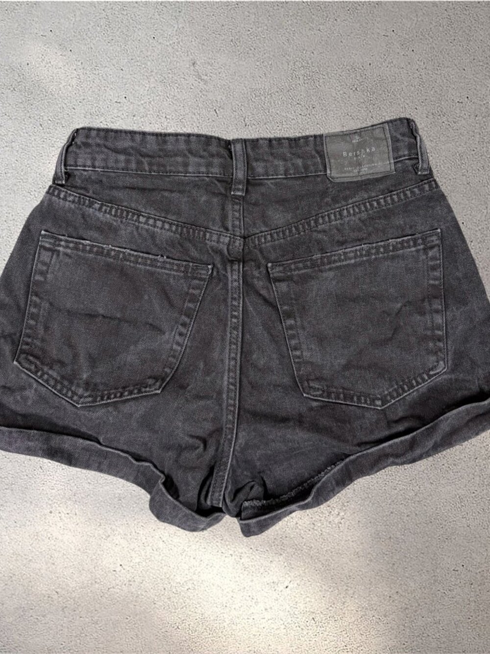 Bershka High Waist Denim Shorts Women's 4 Black Grunge Mall Emo Y2K Whimsygoth - Picture 2 of 9